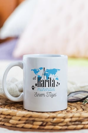 Alya Gift Shop Kişiye Özel Harita Mühendisi Kupa Bardak