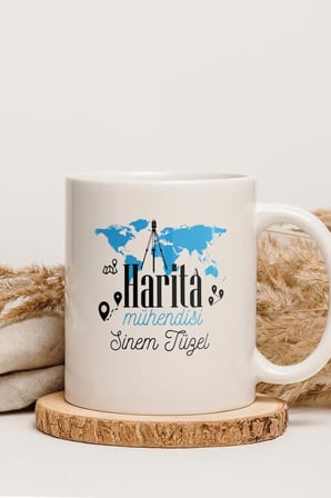 Alya Gift Shop Kişiye Özel Harita Mühendisi Kupa Bardak