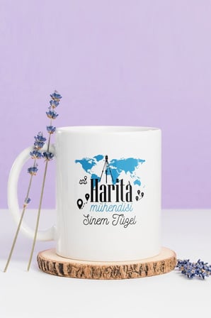 Alya Gift Shop Kişiye Özel Harita Mühendisi Kupa Bardak
