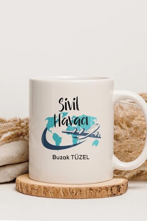 Alya Gift Shop Kişiye Özel Sivil Havacı Kupa Bardak