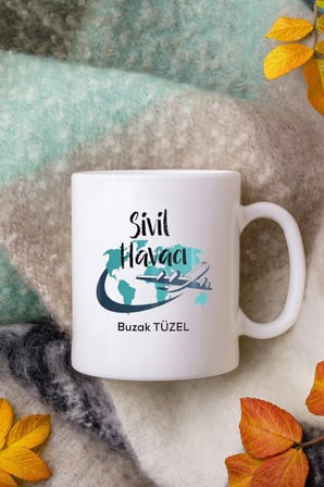 Alya Gift Shop Kişiye Özel Sivil Havacı Kupa Bardak