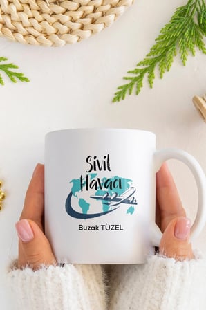 Alya Gift Shop Kişiye Özel Sivil Havacı Kupa Bardak