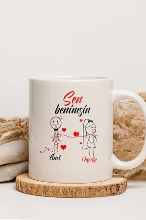 Alya Gift Shop Kişiye Özel Sen Benimsin Kupa Bardak