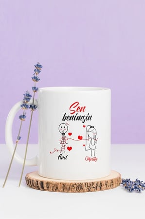 Alya Gift Shop Kişiye Özel Sen Benimsin Kupa Bardak