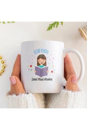 Alya Gift Shop Kişiye Özel Kitap Kurdu Kupa Bardak