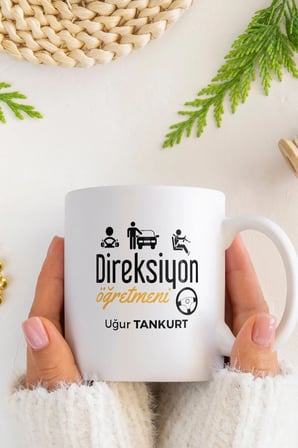 Alya Gift Shop Kişiye Özel Direksiyon Öğretmeni Kupa Bardak