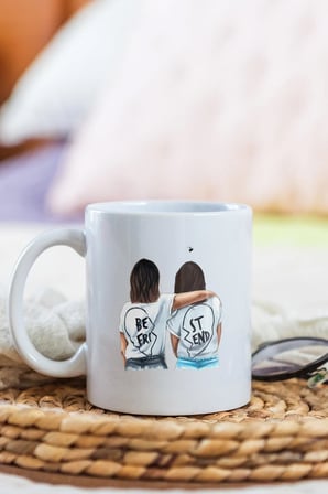 Alya Gift Shop Kişiye Özel Best Friend Figürlü Kupa Bardak