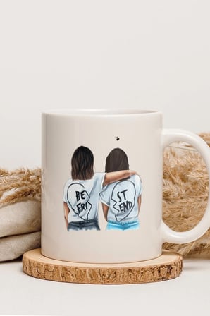 Alya Gift Shop Kişiye Özel Best Friend Figürlü Kupa Bardak
