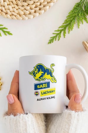 Alya Gift Shop Kişiye Özel Sarı Lacivert Kupa Bardak