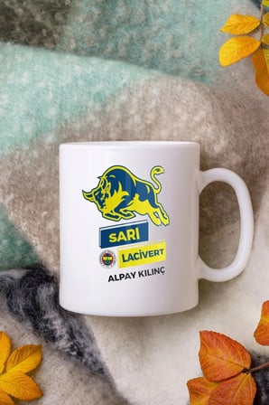 Alya Gift Shop Kişiye Özel Sarı Lacivert Kupa Bardak
