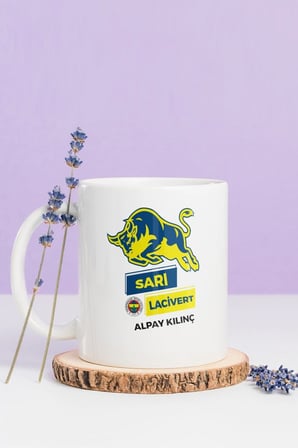Alya Gift Shop Kişiye Özel Sarı Lacivert Kupa Bardak