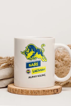 Alya Gift Shop Kişiye Özel Sarı Lacivert Kupa Bardak