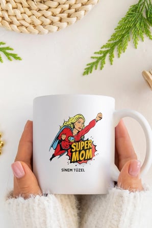 Alya Gift Shop Kişiye Özel Super Mom Kupa Bardak
