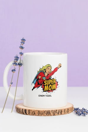 Alya Gift Shop Kişiye Özel Super Mom Kupa Bardak