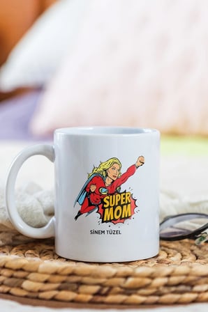 Alya Gift Shop Kişiye Özel Super Mom Kupa Bardak