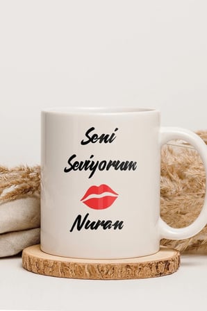 Alya Gift Shop Kişiye Özel Seni Seviyorum Kupa Bardak