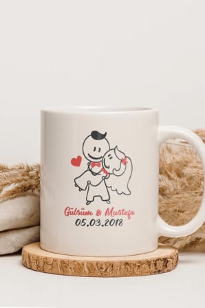 Alya Gift Shop Kişiye Özel Evlenme Figürlü Kupa Bardak