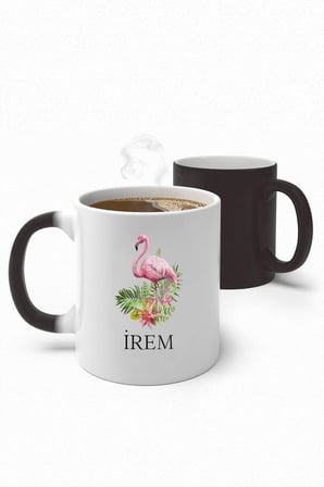 Alya Gift Shop Kişiye Özel Flamingo Figürlü Sihirli Kupa Bardak