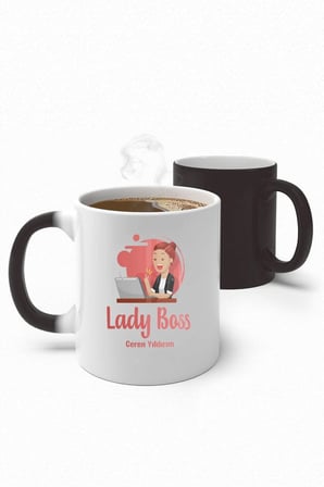 Alya Gift Shop Kişiye Özel Kadın Patron Sihirli Kupa Bardak