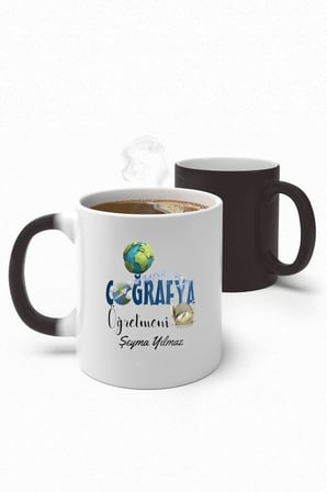 Alya Gift Shop Kişiye Özel Coğrafya Öğretmeni Sihirli Kupa Bardak