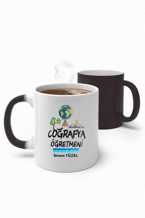 Alya Gift Shop Kişiye Özel Coğrafya Öğretmeni Sihirli Kupa Bardak