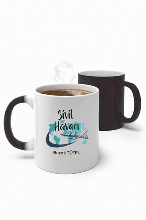 Alya Gift Shop Kişiye Özel Sivil Havacı Sihirli Kupa Bardak