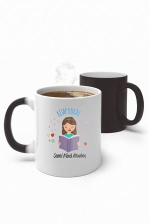Alya Gift Shop Kişiye Özel Kitap Kurdu Sihirli Kupa Bardak