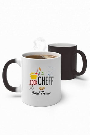 Alya Gift Shop Kişiye Özel Cook Cheff Sihirli Kupa Bardak