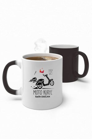 Alya Gift Shop Kişiye Özel Moto Kurye Sihirli Kupa Bardak