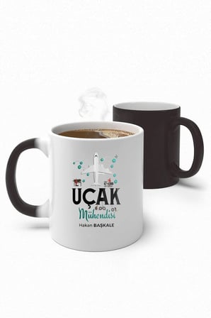 Alya Gift Shop Kişiye Özel Uçak Mühendisi Sihirli Kupa Bardak