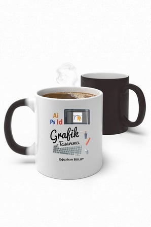 Alya Gift Shop Kişiye Özel Grafik Tasarımcı Sihirli Kupa Bardak