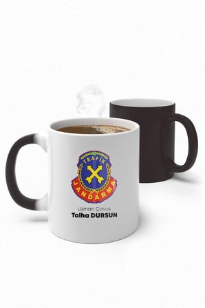 Alya Gift Shop Kişiye Özel Trafik Jandarma Uzman Çavuş Sihirli Kupa Bardak