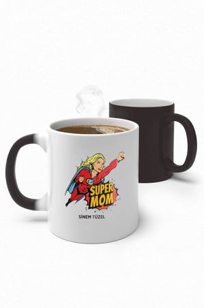 Alya Gift Shop Kişiye Özel Super Mom Sihirli Kupa Bardak
