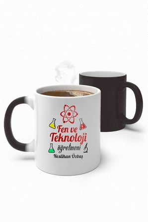 Alya Gift Shop Kişiye Özel Fen Ve Teknoloji Öğretmeni Sihirli Kupa Bardak