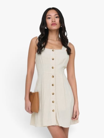 ONLSIESTA LINEN BL SHORT STRAP DRESS PNT Kadın Gri Elbise - 15370390