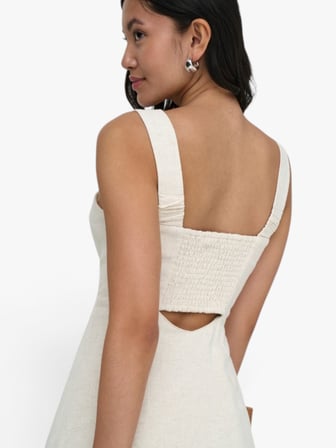 ONLSIESTA LINEN BL SHORT STRAP DRESS PNT Kadın Gri Elbise - 15370390