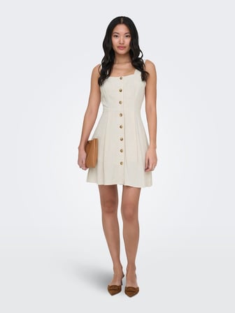 ONLSIESTA LINEN BL SHORT STRAP DRESS PNT Kadın Gri Elbise - 15370390