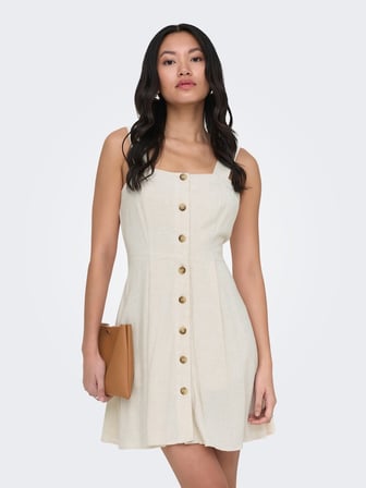 ONLSIESTA LINEN BL SHORT STRAP DRESS PNT Kadın Gri Elbise - 15370390