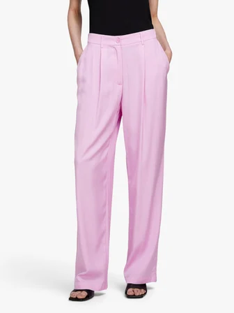 %100 VİSKOZ ÖNÜ PİLELİ GENİŞ PAÇA PANTOLON Kadın Sarı Pantolon - 324P49NMLF057