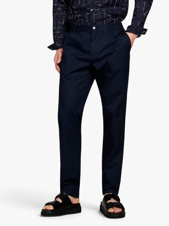 %100 Pamuk Beli Büzgülü Slim Confort Fit Pantolon Erkek Lacivert Pantolon - 324P4IUKSF046