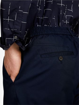 %100 Pamuk Beli Büzgülü Slim Confort Fit Pantolon Erkek Lacivert Pantolon - 324P4IUKSF046