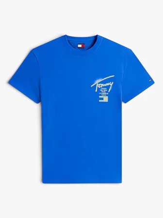 TJM REG CITY SIGN SS TEE EXT Erkek Mavi T-Shirt - DM0DM22553