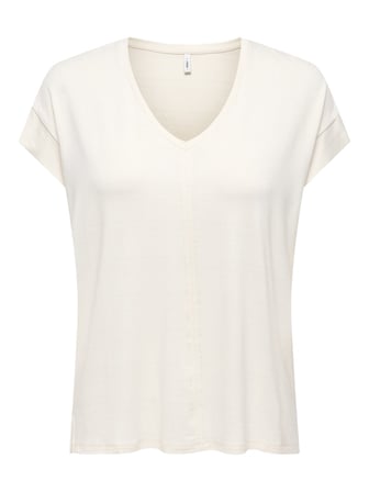 ONLCARRIE S/S STITCH GLITTER TOP JRS Kadın Gri T-Shirt - 15369279
