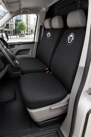 Volkswagen Transporter 5+1 - Siyah Penye Oto Koltuk Kılıfı - ALPINA Baskılı