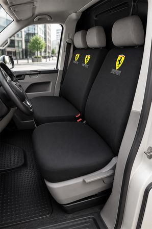 Volkswagen Transporter 5+1 - Siyah Penye Oto Koltuk Kılıfı - FERRARI Baskılı