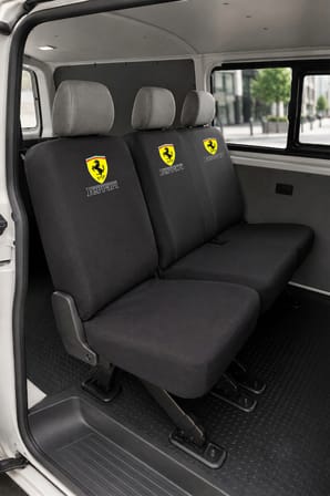 Volkswagen Transporter 5+1 - Siyah Penye Oto Koltuk Kılıfı - FERRARI Baskılı