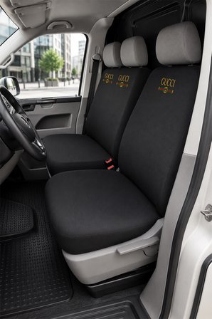 Volkswagen Transporter 5+1 - Siyah Penye Oto Koltuk Kılıfı - G Baskılı