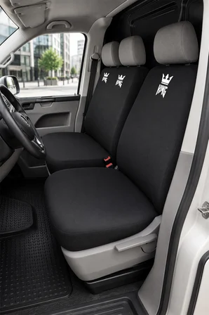 Volkswagen Transporter - Siyah Penye Oto Koltuk Kılıfı - King Baskılı