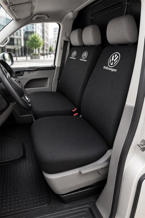Volkswagen Transporter - Siyah Penye Oto Koltuk Kılıfı -  Marka Logo Baskılı