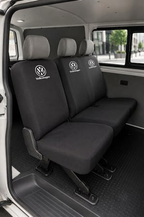 Volkswagen Transporter - Siyah Penye Oto Koltuk Kılıfı -  Marka Logo Baskılı